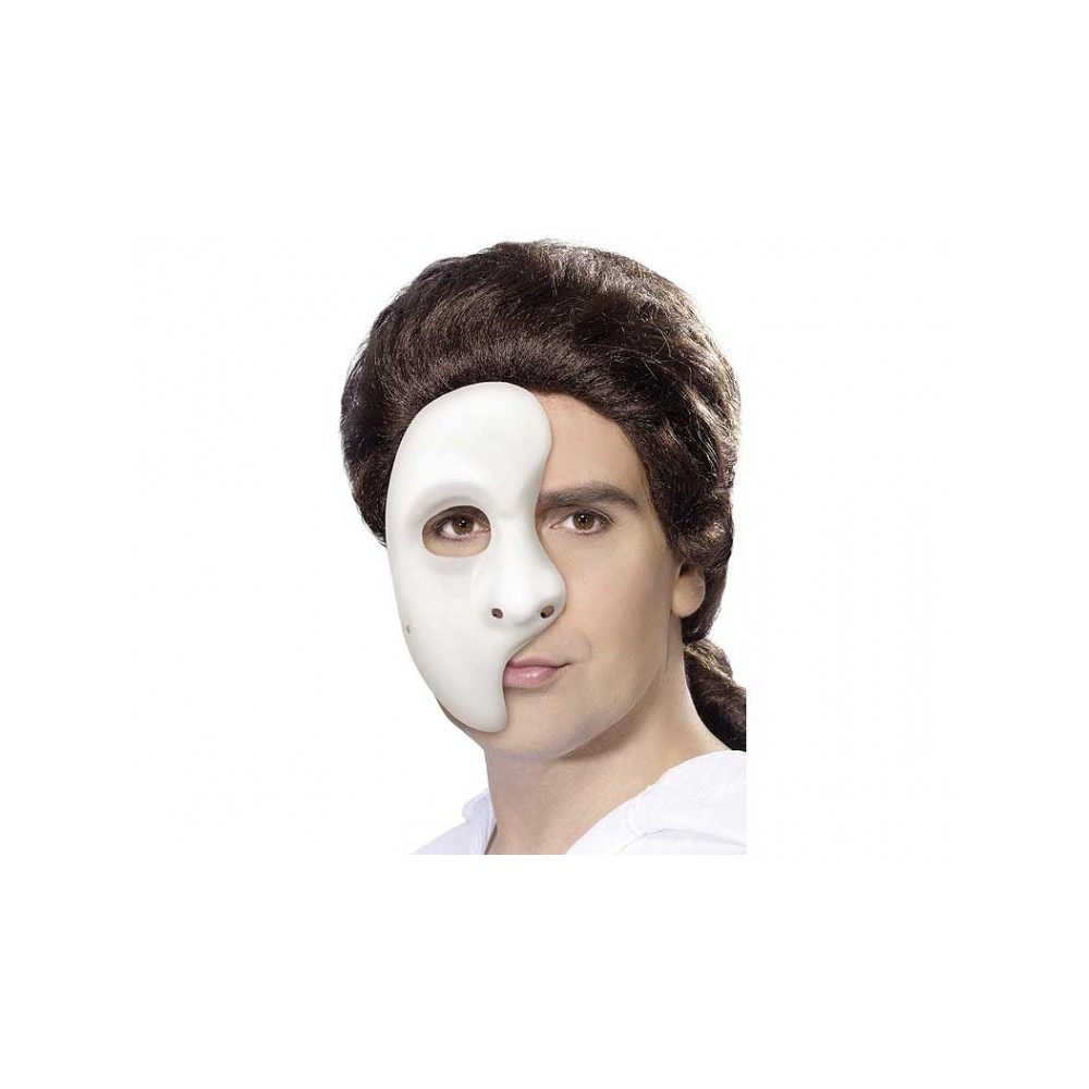 Masca fantoma de la opera, pe jumatate de fata, alba, Smiffy, marime unica