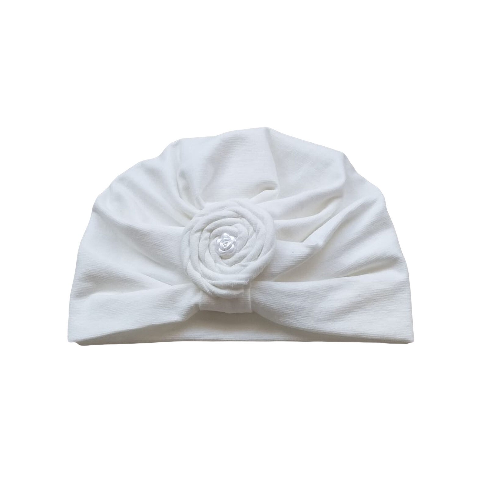 Caciula Mic Pitic C238NN din tricot cu dantela aplicata asimetric, Ecru