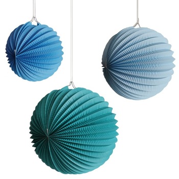 Set 3 globulete suspendate, Zola®, din hartie, nuante de albastru Set 3 globulete suspendate, Zola®, din hartie, nuante de albastru