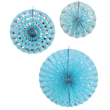 Set 3 evantaie pentru petrecere, Zola®, albastre, modele si marimi diferite Set 3 evantaie pentru petrecere, Zola®, albastre, modele si marimi diferite