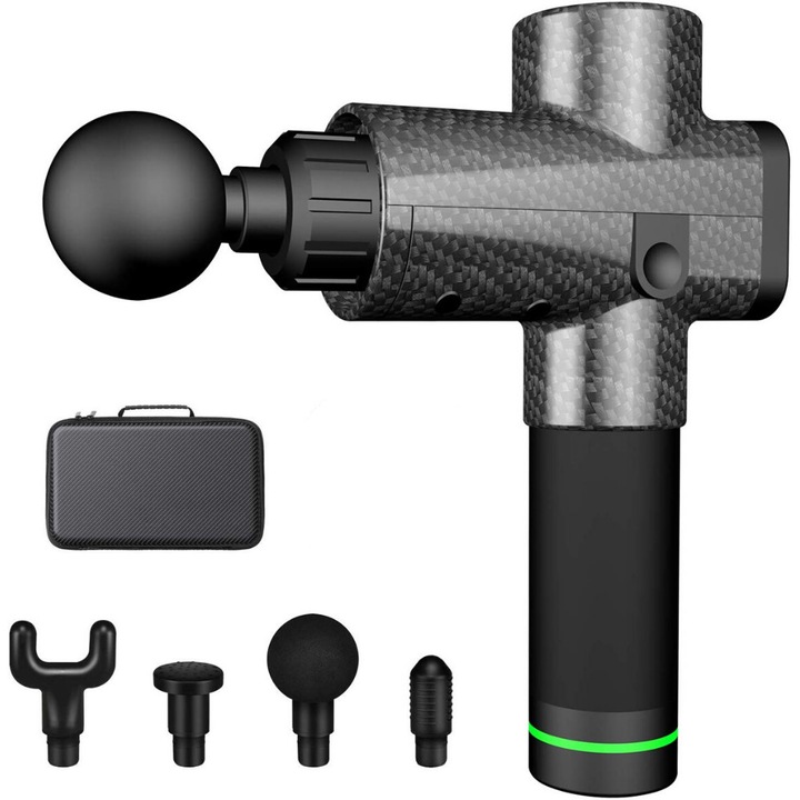 Aparat de masaj profesional cu vibromasaj, Pistol de masaj Multifunctional, Anticelulitic, Touchscreen, Viteza reglabila