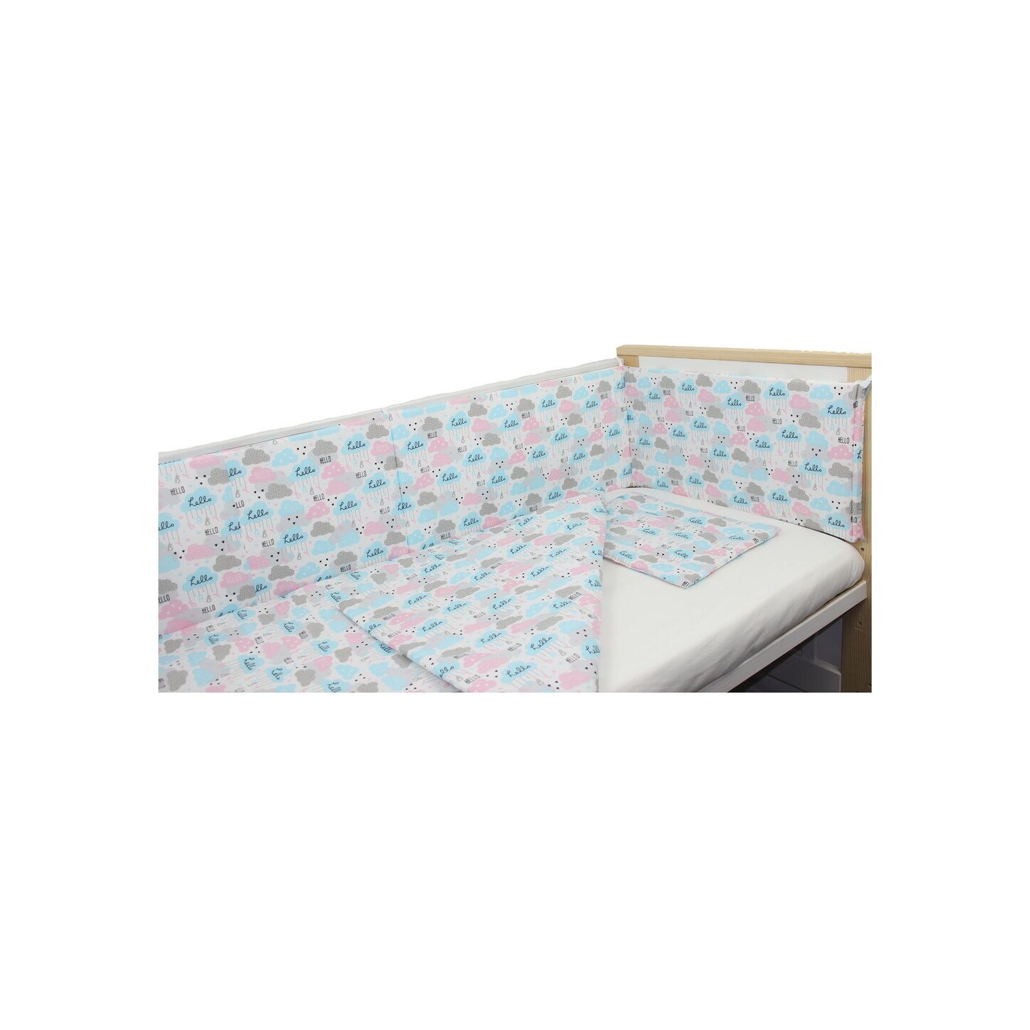 Lenjerie 4 piese, Hello baby, 120x60cm