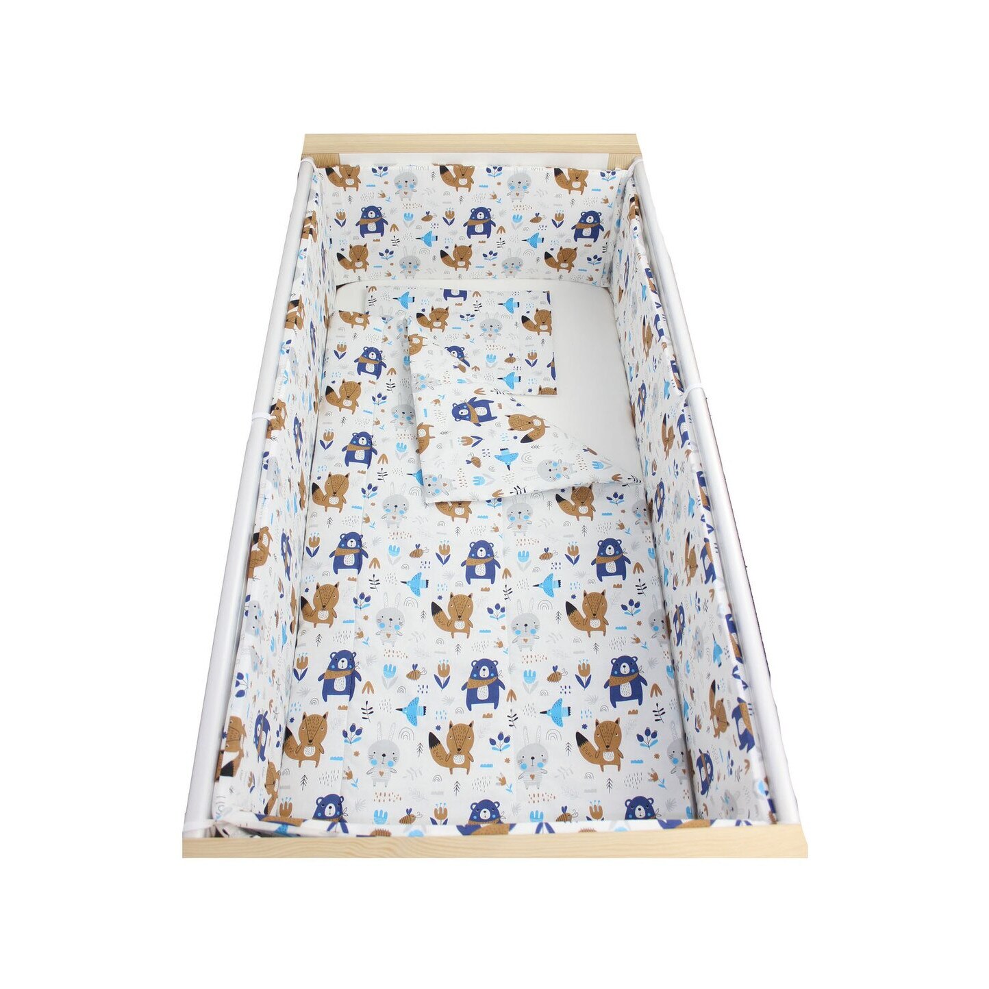 Lenjerie 5 piese, Ursuletul cu esarfa, albastru, 120x60cm