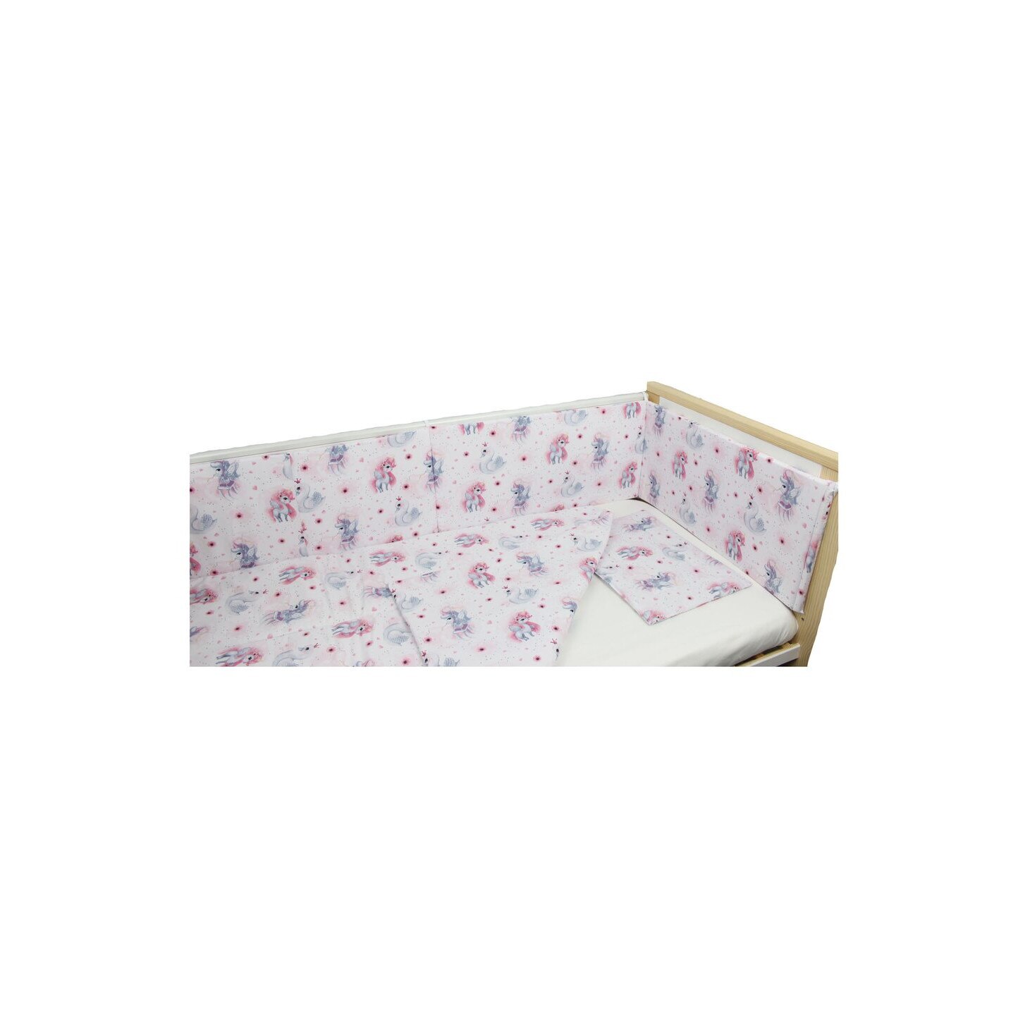 Lenjerie 4 piese, Unicornul roz, 120x60cm