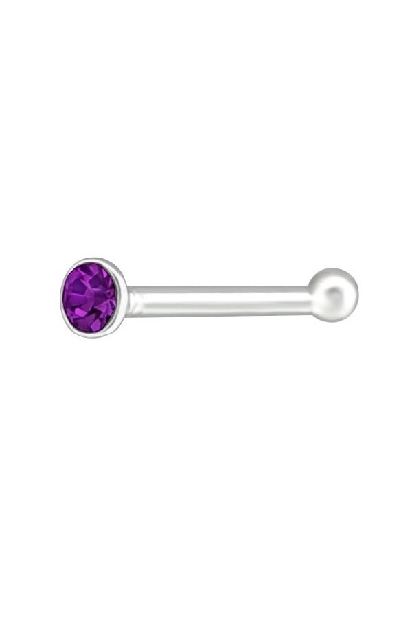 Piercing nas Argint, Rotund cu cristale din Zirconiu Amethyst, A4S37467
