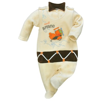 Compleu 2 piese salopeta si bluza pentru baieti Koala Milo 1874C, Crem Compleu 2 piese salopeta si bluza pentru baieti Koala Milo 1874C, Crem