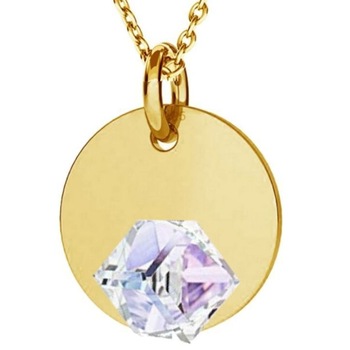 colier argint 925 placat cu aur galben glassideas lant cu swarovski cristal si pandantiv rotund banut argint aurit imagen 5_0_
0