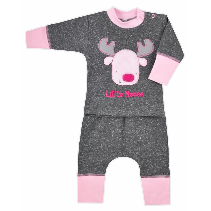 Compleu 2 piese pantaloni si bluza pentru fete Koala Little Moose 05-829R, Gri
