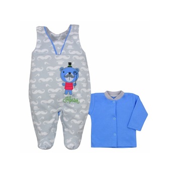 Compleu 2 piese salopeta si bluza pentru baieti Koala Hipster 04-928, Albastru Compleu 2 piese salopeta si bluza pentru baieti Koala Hipster 04-928, Albastru