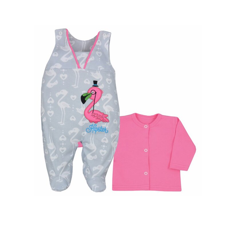 Compleu 2 piese salopeta si bluza pentru fete Koala Hipster 04-928R, Roz