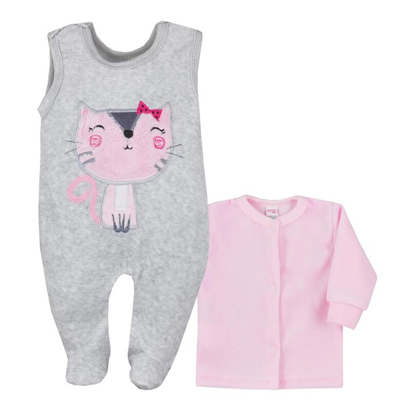 Compleu 2 piese salopeta si bluza pentru fete Koala Przytulak 07-001, Roz, 56 cm