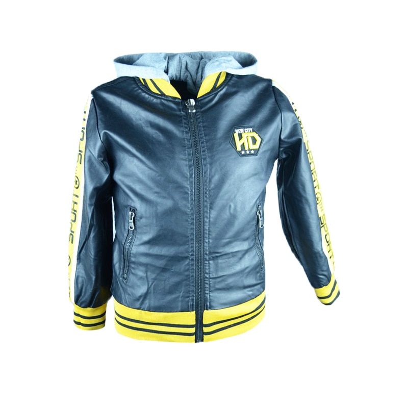 Geaca de piele ecologica pentru baieti Happy House JF-1827N, Negru