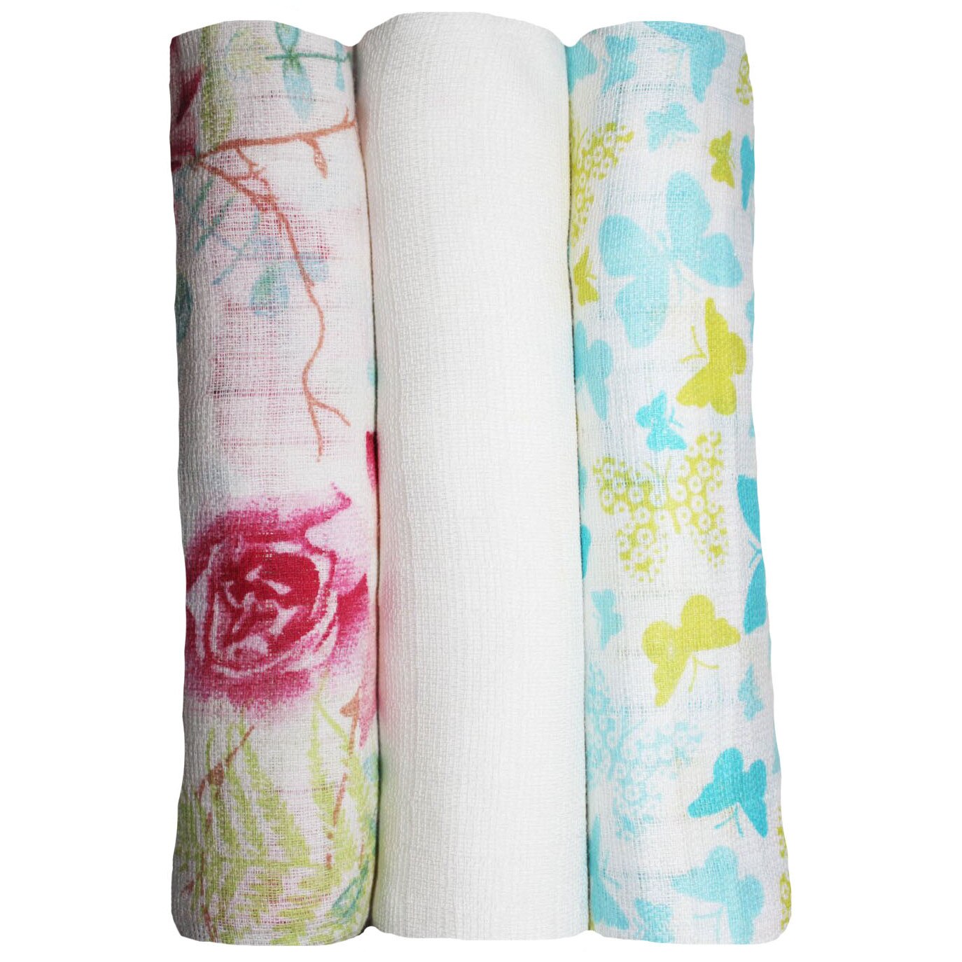 Set 3 scutece, Rosa si Butterfly turcoaz, 80 x 70 cm