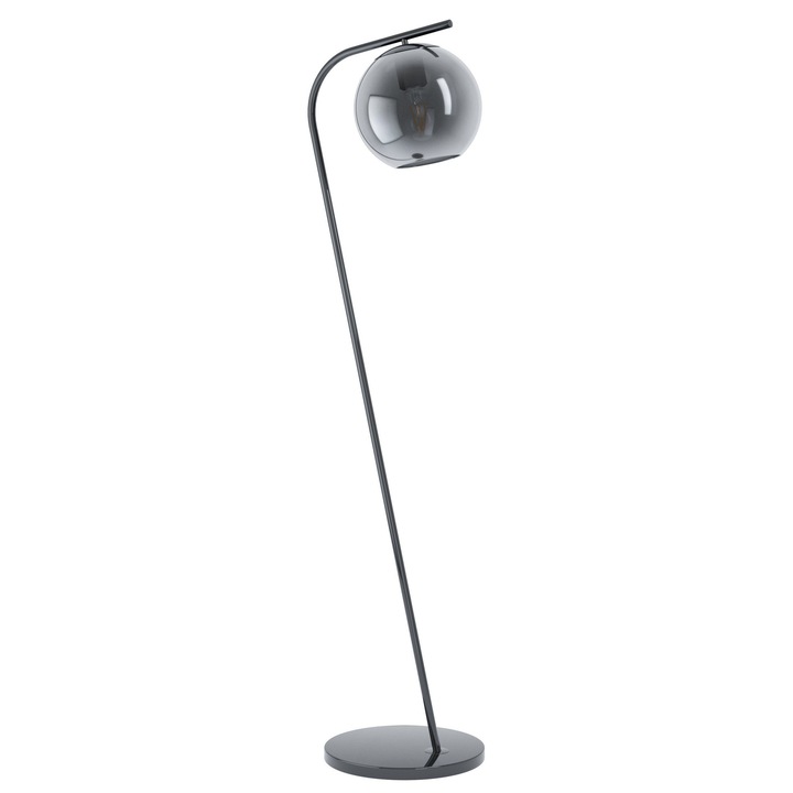 Lampa de podea EGLO Terriente, Metal si sticla, Alimentare la retea, Tip soclu E27, 40W, 150 cm, Negru