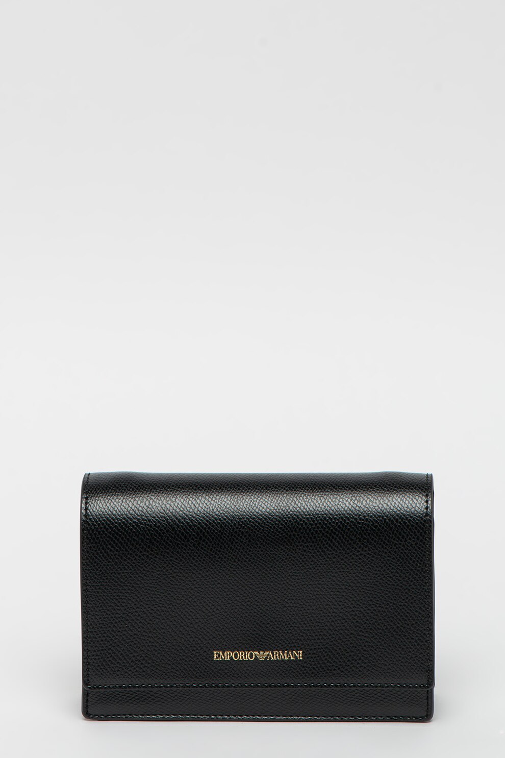 Emporio Armani, Geanta crossbody de piele ecologica, cu accesoriu logo, Negru/Rosu