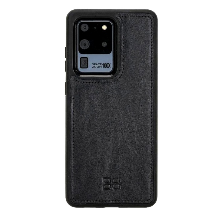 Тънък калъф от естествена кожа, мека TPU рамка, заден капак, за Samsung Galaxy S20 Ultra, Bouletta, Rustic Black