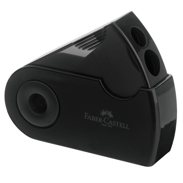 Ascutitoare dubla creioane , 70mm, rabatabila, neagra, Faber Castel