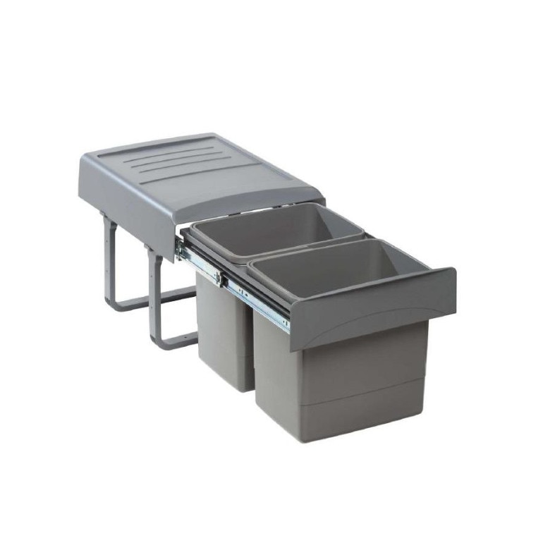Cos de gunoi Mega incorporabil, colectare selectiva, cu 2 compartimente x15 litri