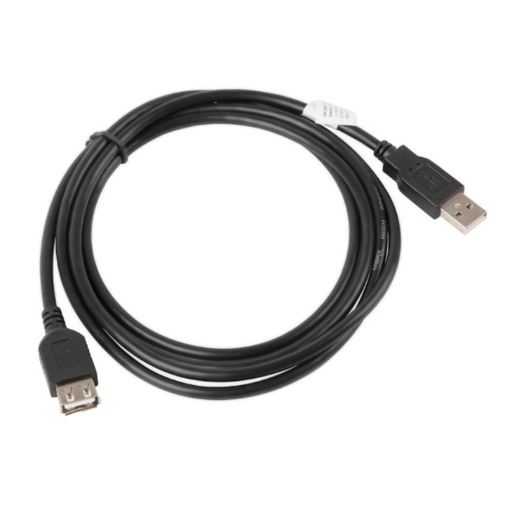 Кабел, Lanberg extension cable USB 2.0 AM-AF, 1.8m, black