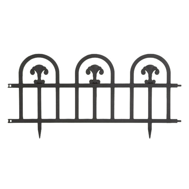 Gard flexibil, cu infigere in sol, plastic ABS, 60 x 30 cm, negru, ideal pentru delimitarea straturilor de flori, a trotuarelor de gradina, sau al gazonului