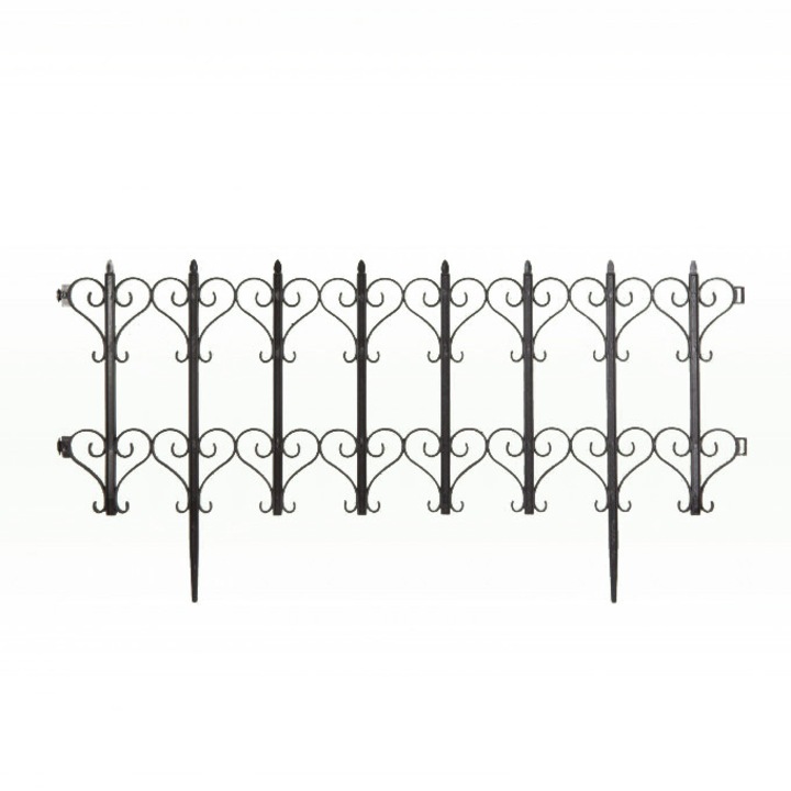 Gard flexibil, cu infigere in sol, plastic ABS, 61 x 30 cm, negru, ideal pentru delimitarea straturilor de flori, a trotuarelor de gradina, sau al gazonului