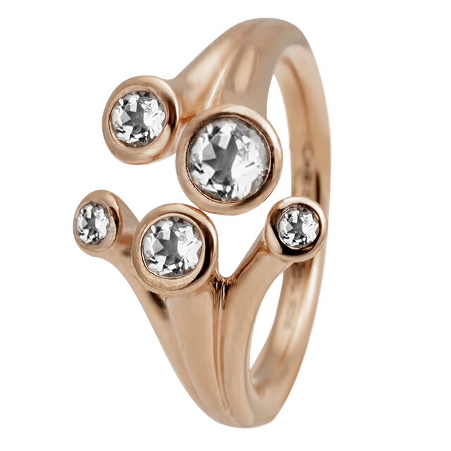 Inel Topaz Fountain, Argint placat cu aur roze 18k, Cristal topaz, Masura 49