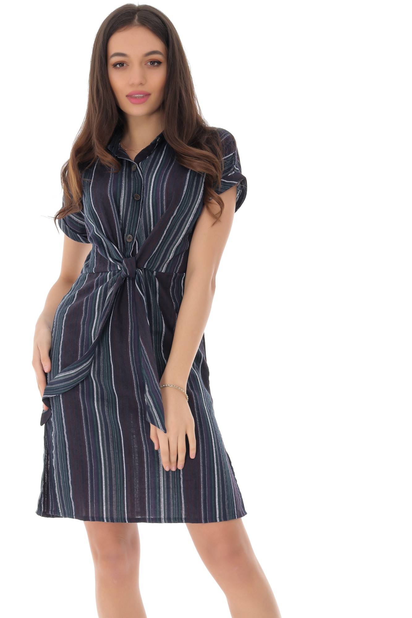 Rochie bleumarin, cu slituri pe laterale ROH - DR4099