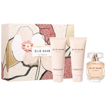 Set Elie Saab, Le Parfum, Femei: Apa de Parfum, 50 ml + Lotiune de corp, 75 ml + Gel de dus, 75 ml Set Elie Saab, Le Parfum, Femei: Apa de Parfum, 50 ml + Lotiune de corp, 75 ml + Gel de dus, 75 ml