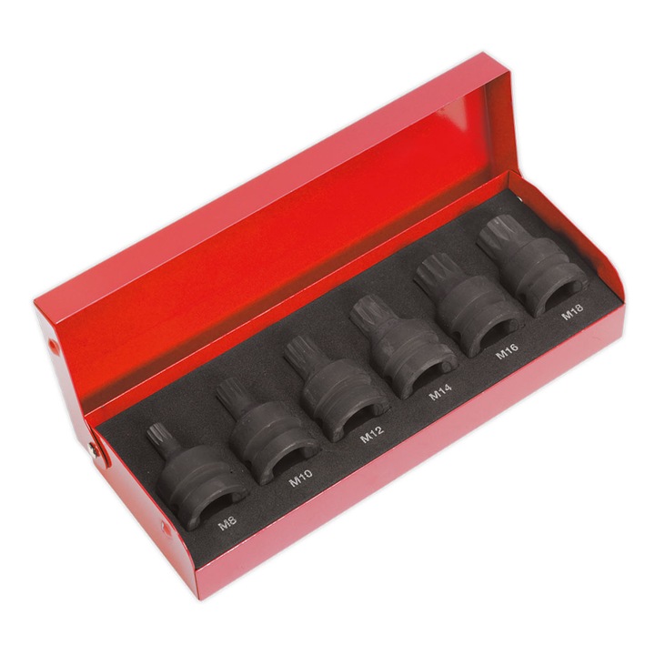 Trusa chei tubulare de impact, Spline, 6 piese, 1/2”, Sealey