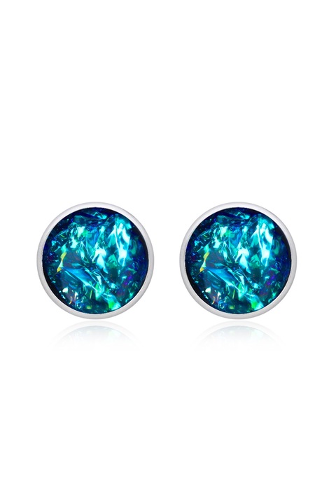 Cercei din rasina, AMO.RESIN, otel inoxidabil, albastru turcoaz, Dichroic Spectrum Nova