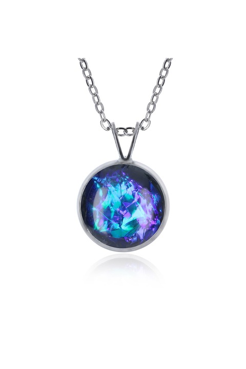 Pandantiv din rasina, AMO.RESIN, otel inoxidabil, albastru electric, Dichroic Spectrum Nova