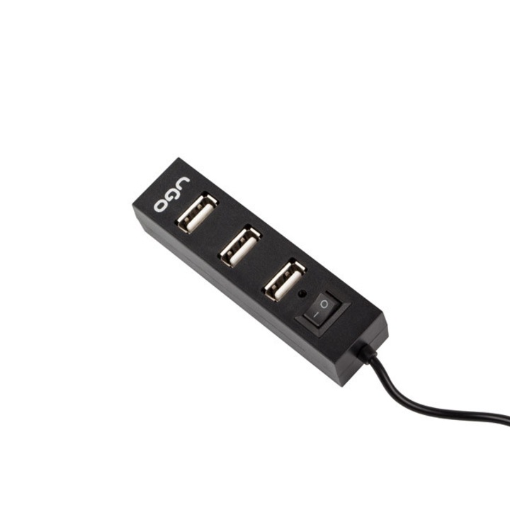 USB хъб uGo USB 2.0 hub MAIPO HU100 4-ports with switch, Black
