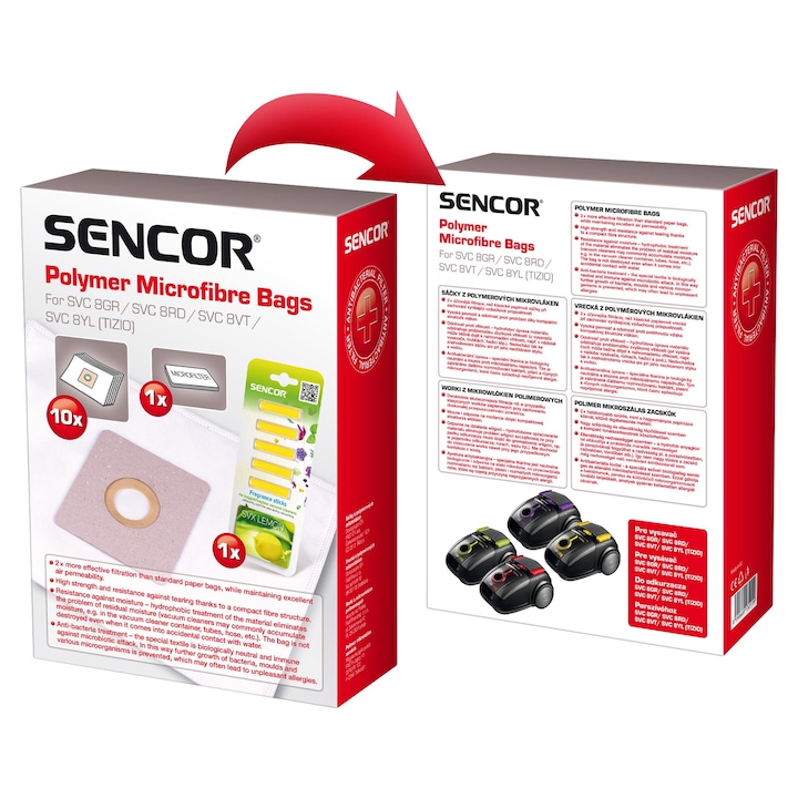 Sencor SVC 8 porzsák, 10db + illatosító rúd, 5db