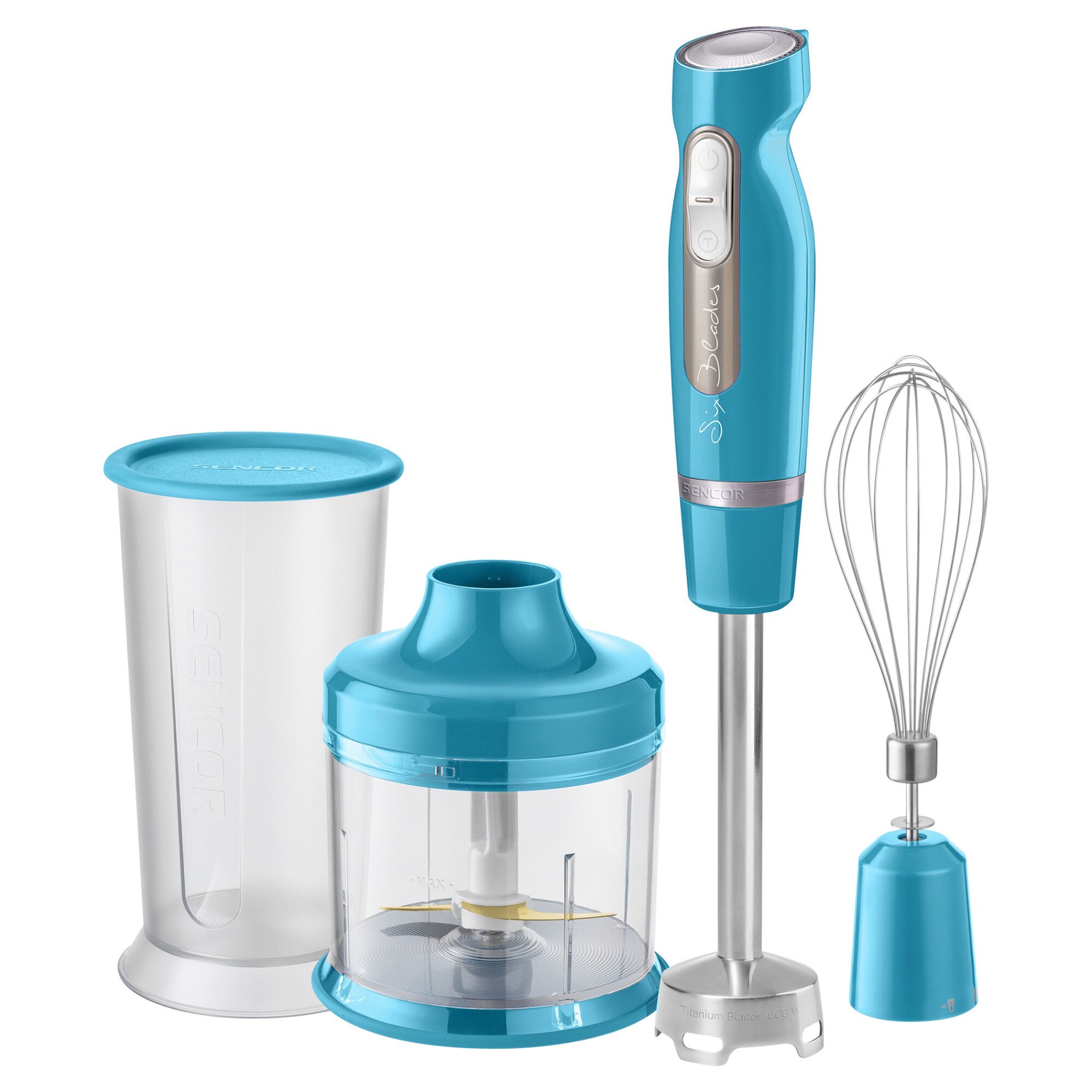 Blender de mana Sencor SHB 4467TQ, 1000 W, 25 trepte de viteza, 6 lame Titanium, turcoaz