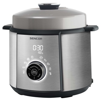 Oala sub presiune electrica Sencor SPR 3900SS, 1100 W, 5.5 L, 10 programe, pastrare la cald, Argintiu Oala sub presiune electrica Sencor SPR 3900SS, 1100 W, 5.5 L, 10 programe, pastrare la cald, Argintiu