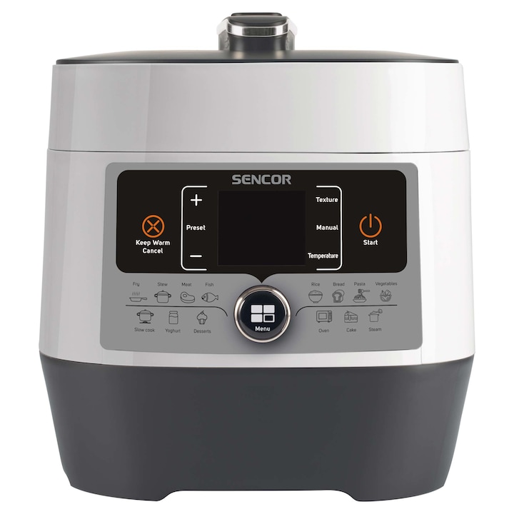 Sencor SPR 3600WH elektromos főzőedény, 1000W, 5.5 literes főzőedény, 10 beállítható program, ezüst