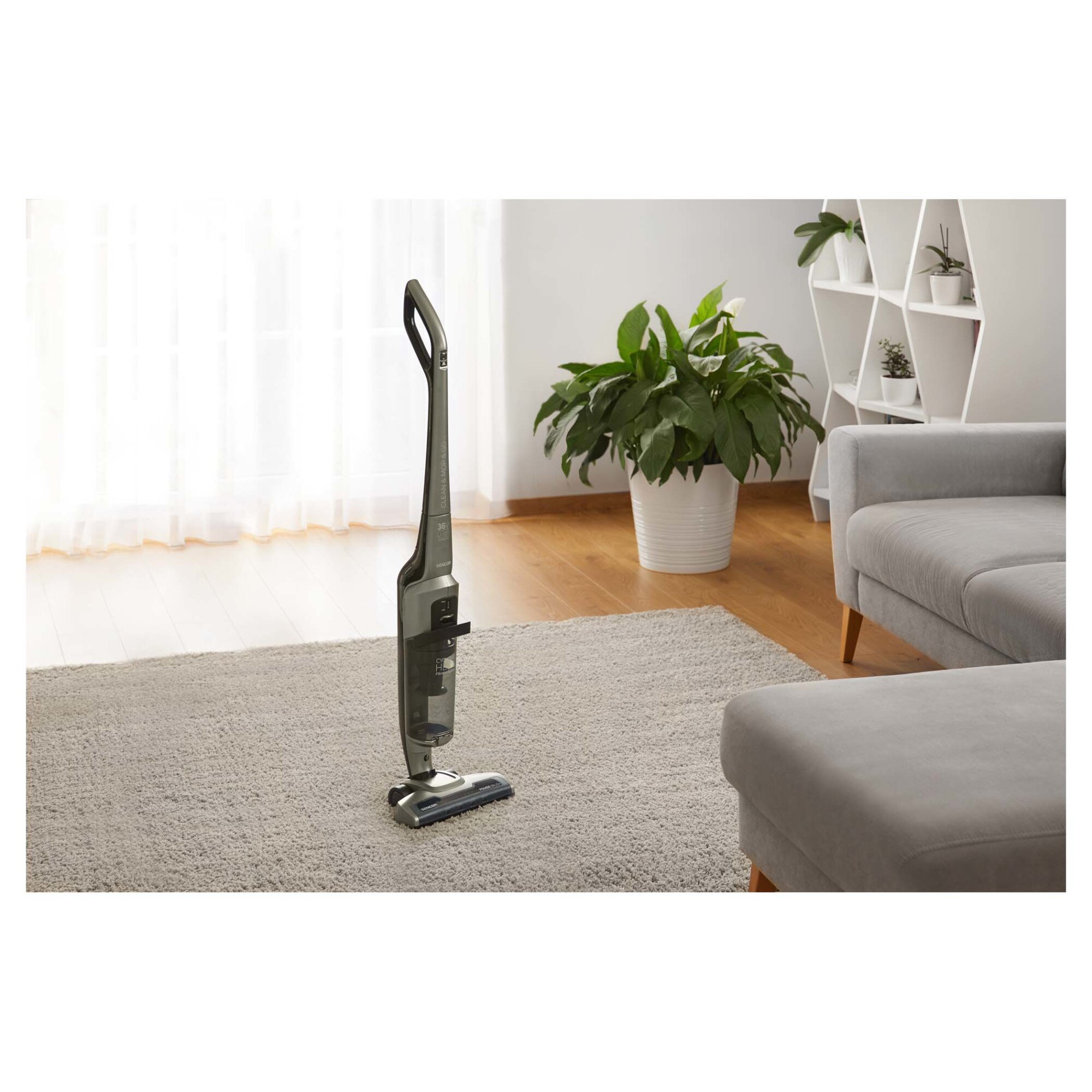 Aspirator vertical fara fir Sencor SVC8936TI, 150 W, 36 V, capacitate recipient praf 1 L, negru