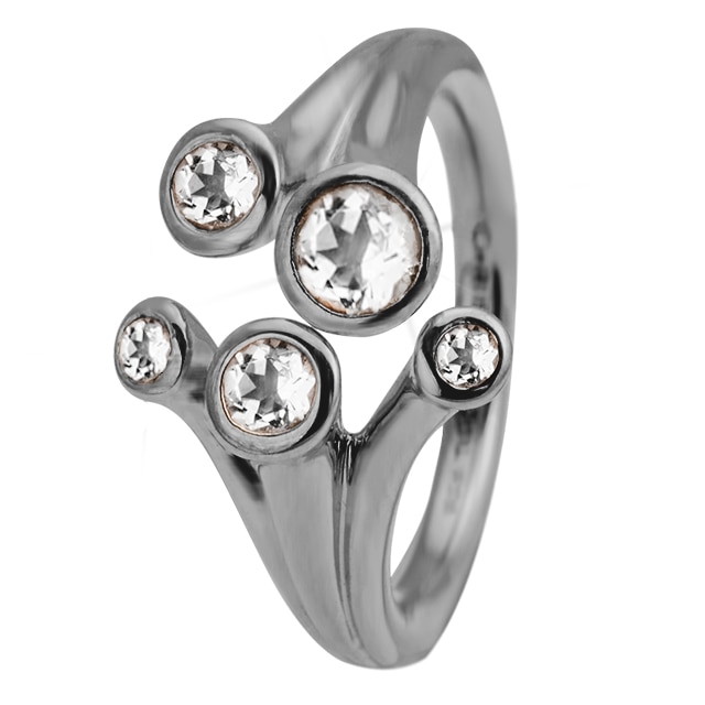 Inel Topaz Fountain, Argint cu ruteniu, Cristal topaz, Masura 49