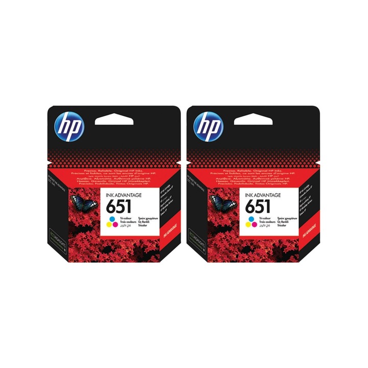 Pachet cartuse cerneala C2P11AE (651) color x2 HP original 600 pagini