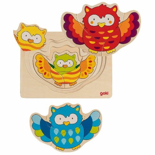 Puzzle educativ multistrat Bufnita, Goki, 11 piese