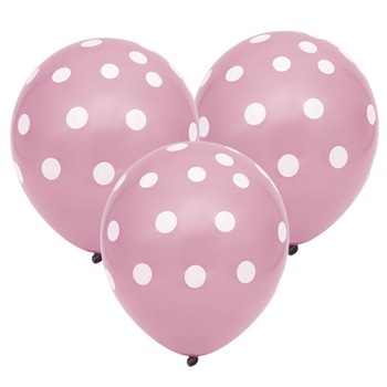 Set 20 de baloane, Zola®, roz cu buline, dimensiune 30 cm Set 20 de baloane, Zola®, roz cu buline, dimensiune 30 cm