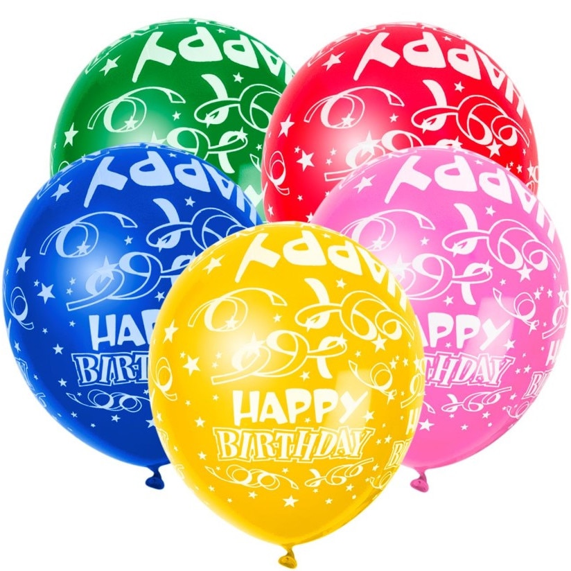 Set 20 de baloane, Zola®, multicolore, Happy Birthday, dimensiune30 cm