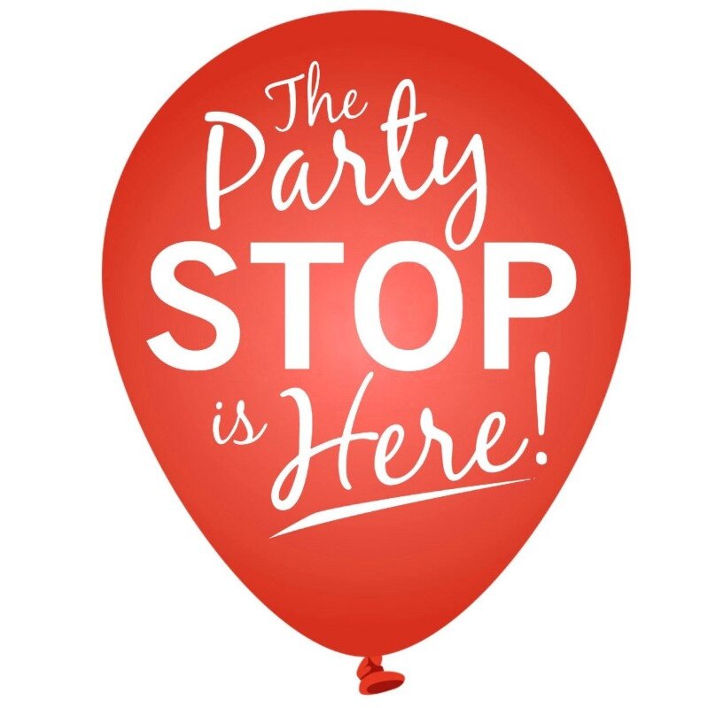 Balon gigantic, Zola®, rosu, Party stop is here, dimensiune 90 cm