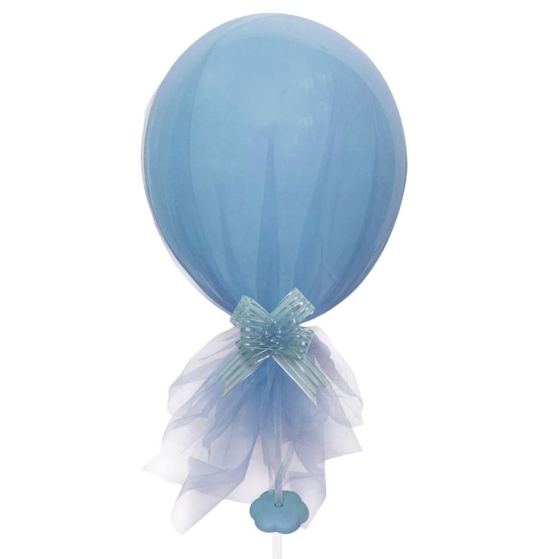 Balon albastru, Zola®, cu tul, funda si bat din plastic, 35 cm