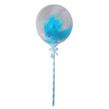 Balon transparent, Zola®, cu pene albastre, 13 cm Balon transparent, Zola®, cu pene albastre, 13 cm