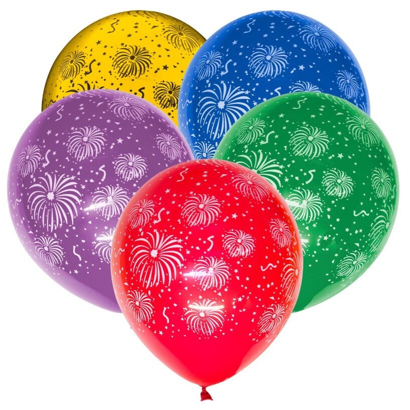 Set 20 de baloane, Zola®, multicolore, model artificii, 30 cm