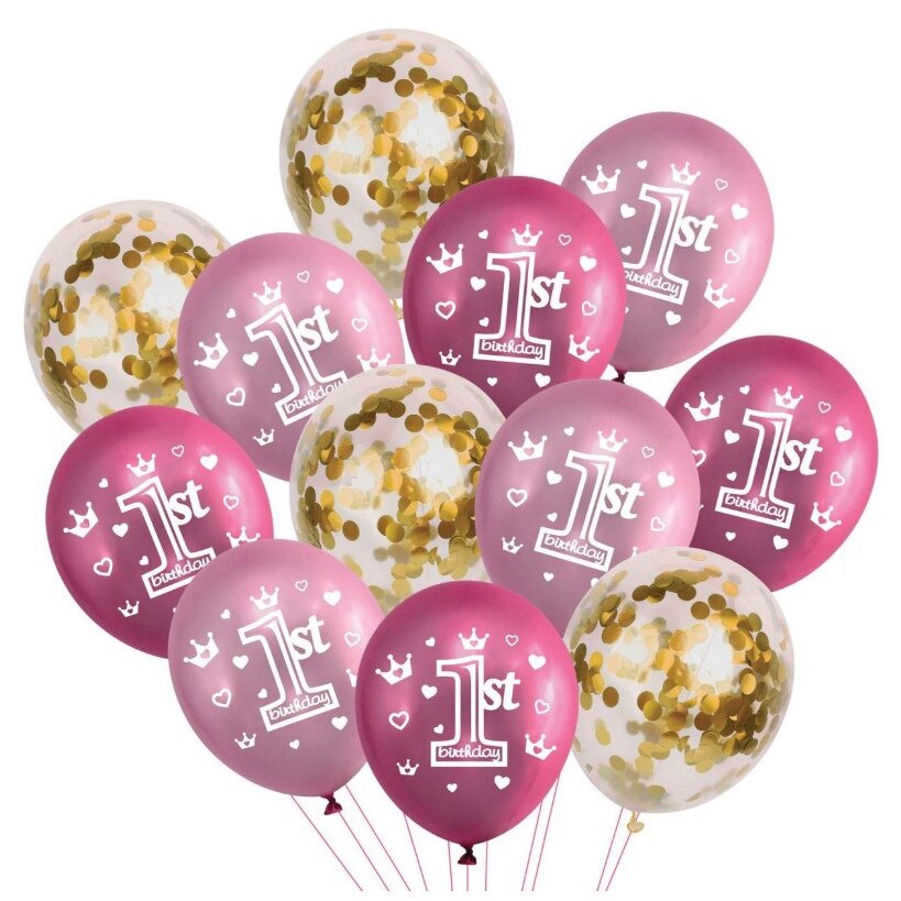 Set 12 baloane, Zola®, nunate de roz, 3 cu confetti aurii, 1 ST, 30 cm