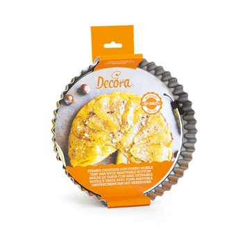 Tava de copt pentru tarte rotunda, otel inoxidabil antiaderent, Decora, D25 x H 3,5 cm Tava de copt pentru tarte rotunda, otel inoxidabil antiaderent, Decora, D25 x H 3,5 cm