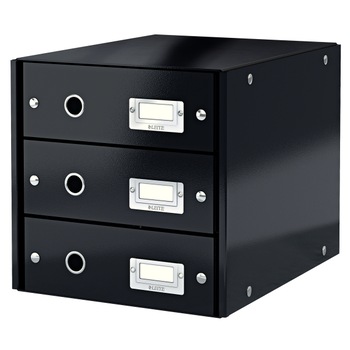 Suport cu 3 sertare Click & Store, negru Suport cu 3 sertare Click & Store, negru