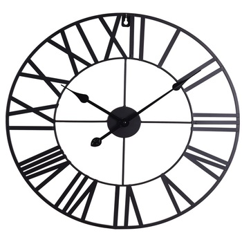 Ceas de Perete, din metal, stil Vitange, Negru, 57x3cm Ceas de Perete, din metal, stil Vitange, Negru, 57x3cm